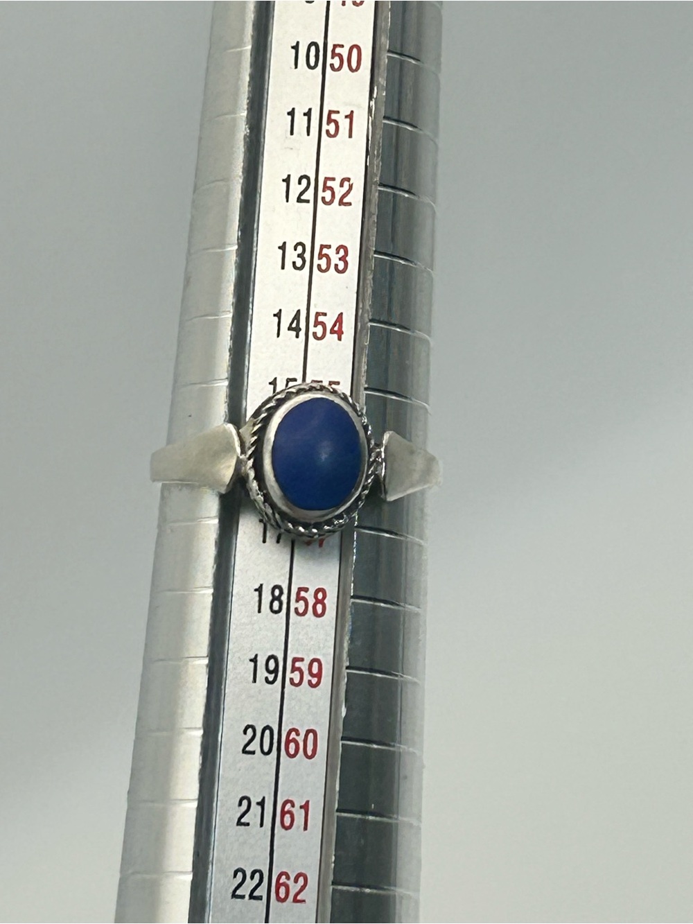 Sterling Silver Blue Lapis Ring Size 7.5 Stamped 925 Oval Stone - Picture 10 of 10